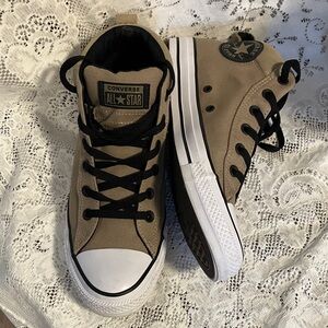 Converse Men’s Tan and Black High-Top Sneakers